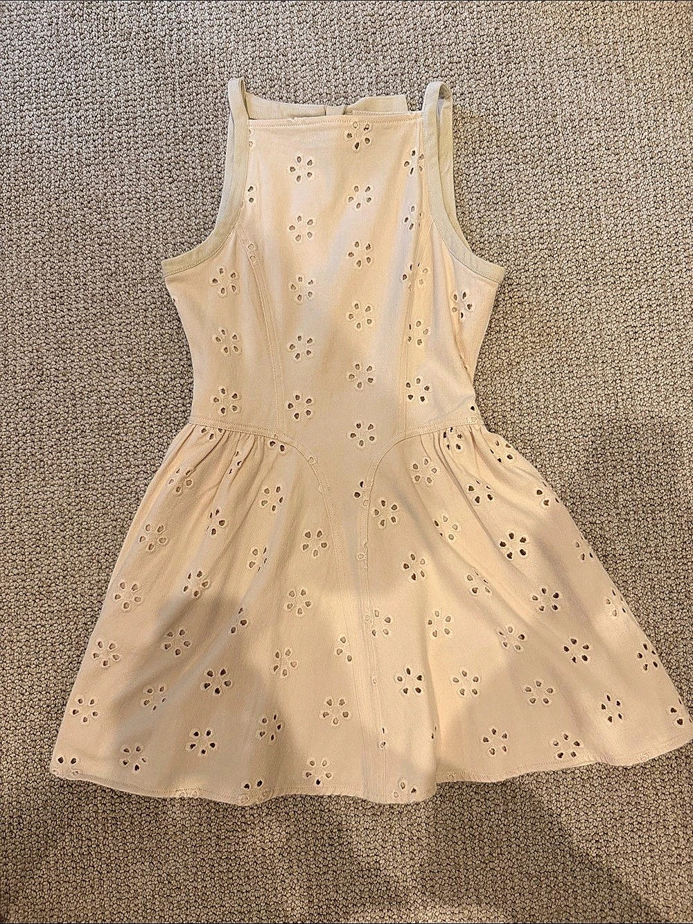 Girls Cream Eyelet Dress Like New